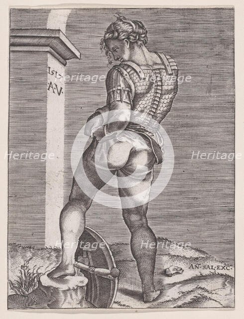 Soldier Attaching His Breeches to His Breast plate, dated 1517., dated 1517. Creator: Anon.