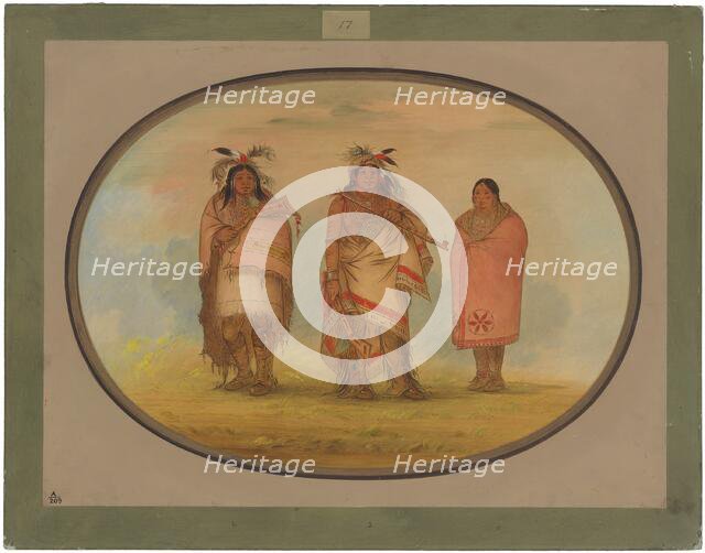 Menomonie Chief, His Wife, and Son, 1861/1869. Creator: George Catlin.