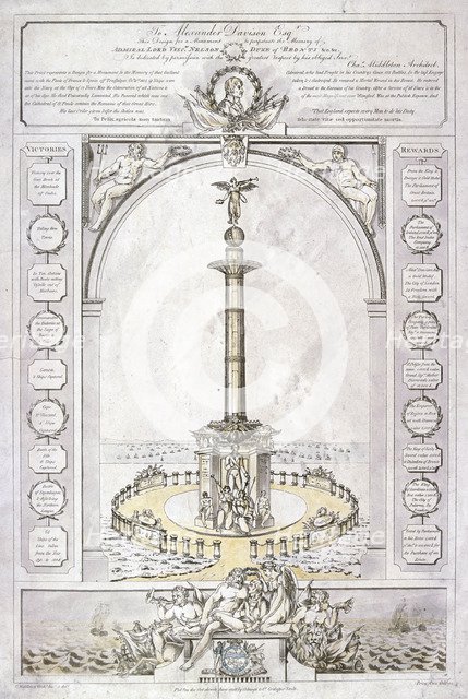 Design for a monument to Admiral Lord Nelson in the form of a column, 1806. Artist: Charles Middleton