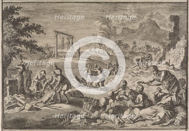 The Famine in Germany, 1637, 1701. Creator: Luyken, Caspar (1672-1708).