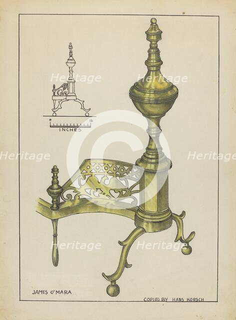 Andirons, c. 1953. Creator: Hans Korsch.