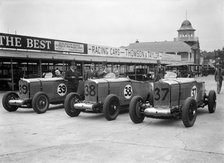 Talbot 105s of John Cobb and Tim Rose-Richards at the BRDC 500 Mile Race, Brooklands, 1931. Artist: Bill Brunell.