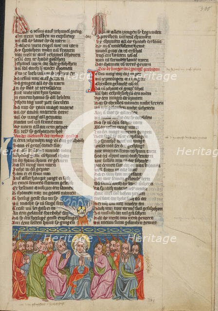 Pentecost; Weltchronik, about 1400-1410. Creator: Unknown.