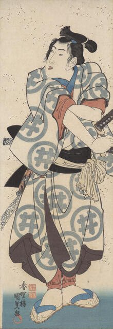 Ichikawa Danjuro VIII as Sukeroku,  from the play 'Sukeroku yukari Edo zakura' (The Flower..., 1832. Creator: Utagawa Kunisada.