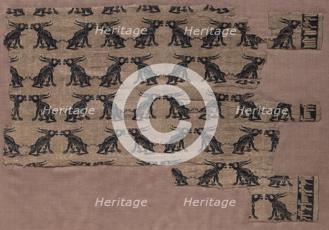 Fragment with Rows of Confronted Rabbits, 900s. Creator: Unknown.