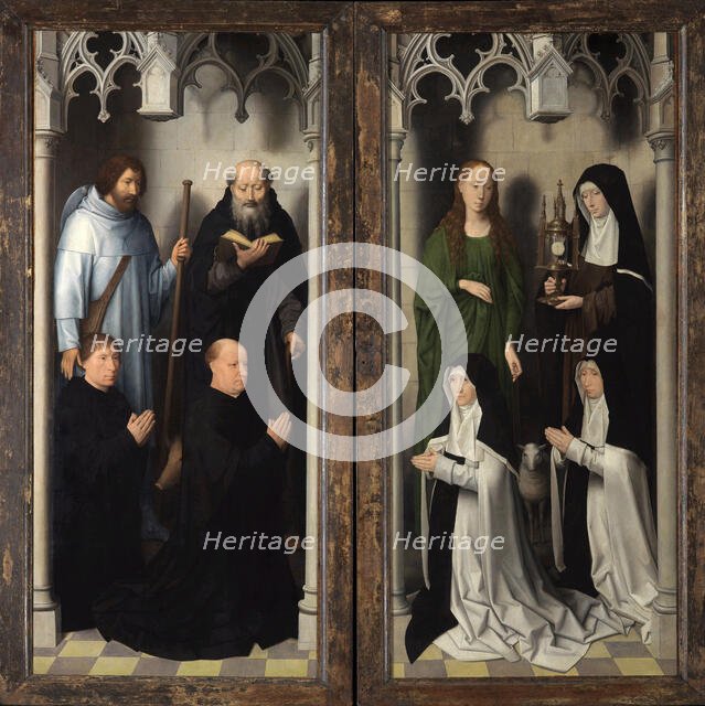 Saint John Triptych: Donors with Saints James and Anthony. Female Donors with..., c1474-1479. Creator: Memling; Hans (1433/40-1494).