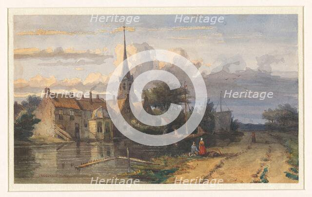 View of a village on a canal, 1832-1880. Creator: Jan Weissenbruch.