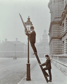 Testing gas pressure in street lighting, Westminster, London, 1910. Artist: Unknown.