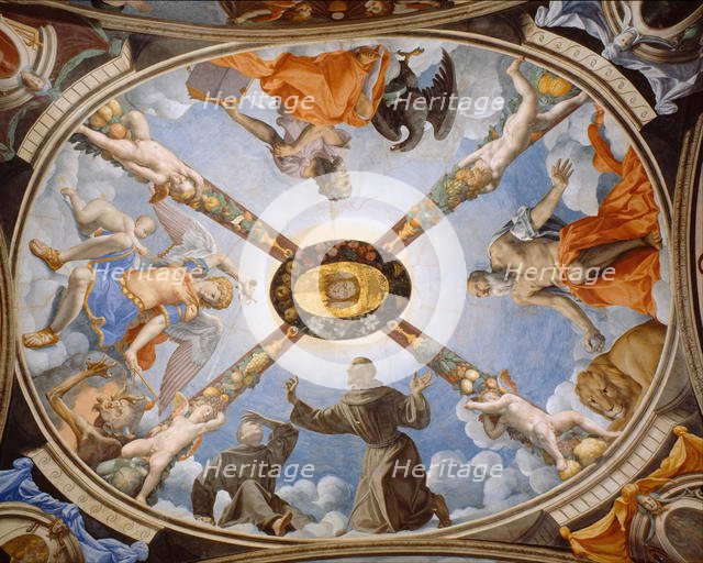 Ceiling painting of the Chapel of Eleonor of Toledo in the Palazzo Vecchio, 1540-1545. Artist: Bronzino, Agnolo (1503-1572)