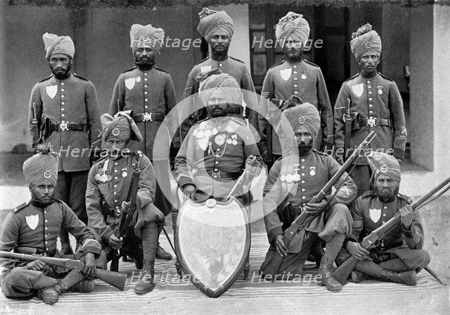 The champion shooting team of the 26th Punjab Regiment of Bengal Infantry, 1896. Artist: T Winter