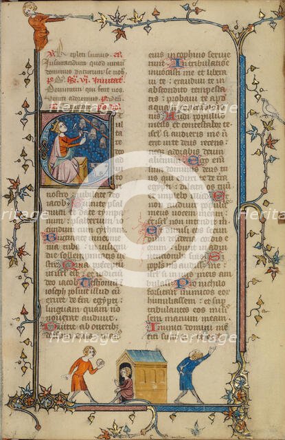 Initial E: David Playing the Bells; Breviary, about 1320-1325. Creator: Unknown.