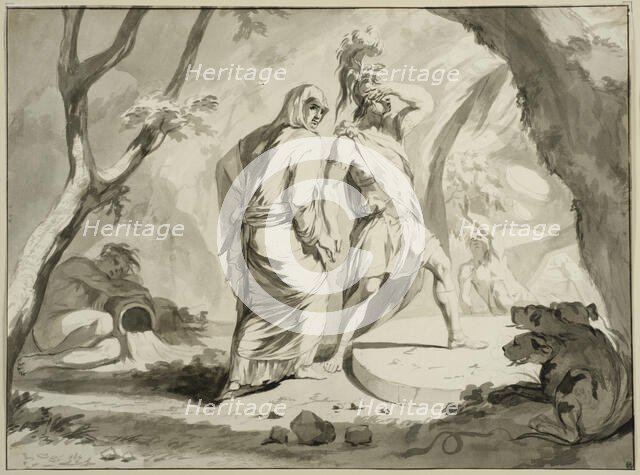 Aeneas descends into the underworld. Creator: Philip Tideman.