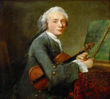 Young Man with a Violin. Charles Théodose Godefroy (1718-1796), eldest son of the jeweler Charles Go Creator: Chardin, Jean-Baptiste Siméon (1699-1779).