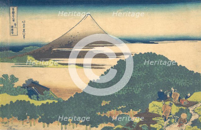 Cushion Pine at Aoyama (Aoyama enza no matsu), from the series Thirty-six Views of ..., ca. 1830-32. Creator: Hokusai.