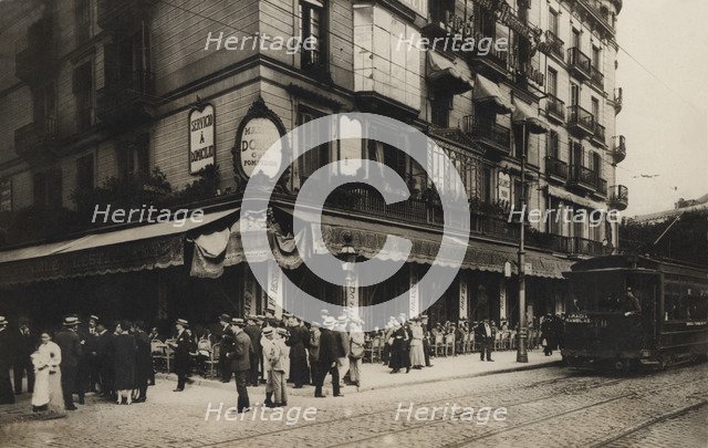 View of the façade of the Café Maison Dorée, restaurant in Barcelona, ??located in Plaza Cataloni…