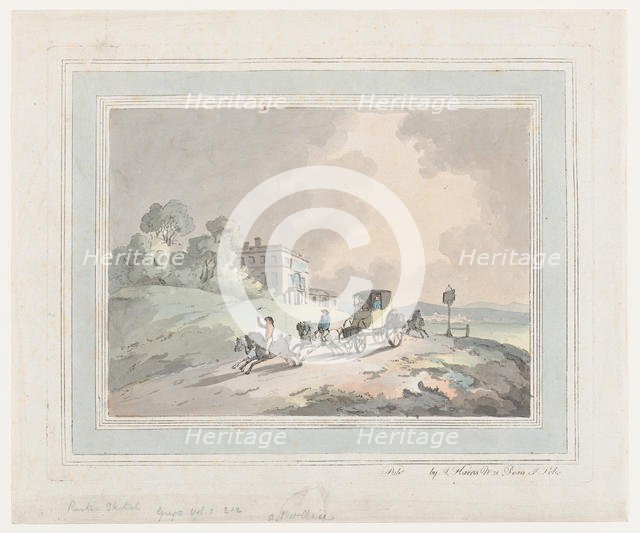 Rustic Sketch, or A Post Chaise (Travelling), 1785-99., 1785-99. Creator: Thomas Rowlandson.