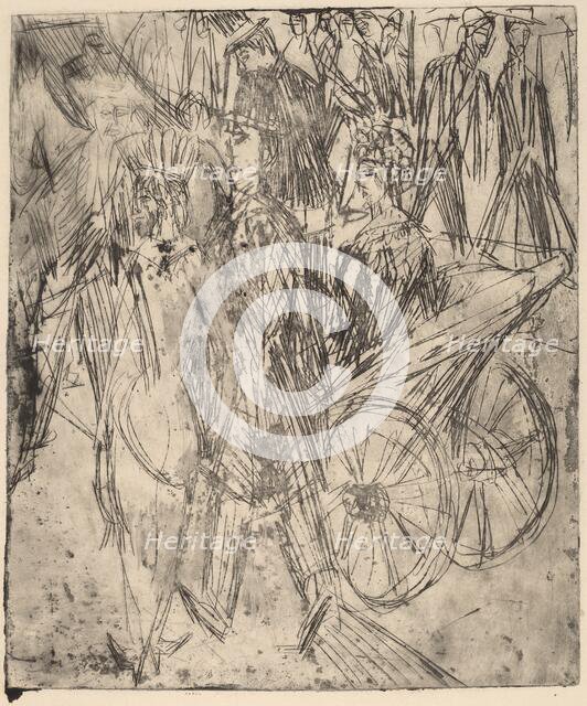 Couple in Front of a Carriage, 1914. Creator: Ernst Kirchner.