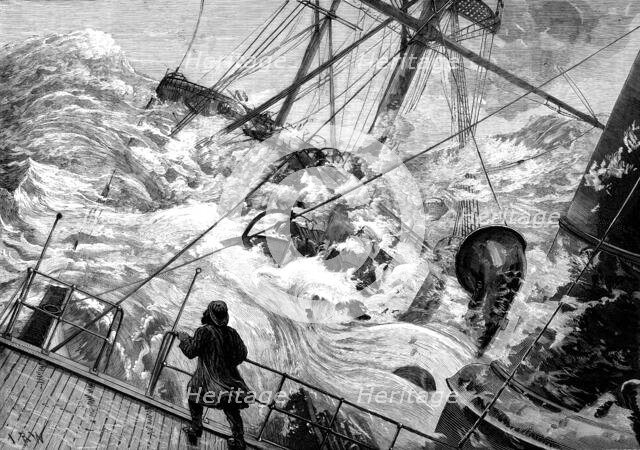 The Orient Line steamer Chimborazo in a gale, 1880. Creator: Unknown.