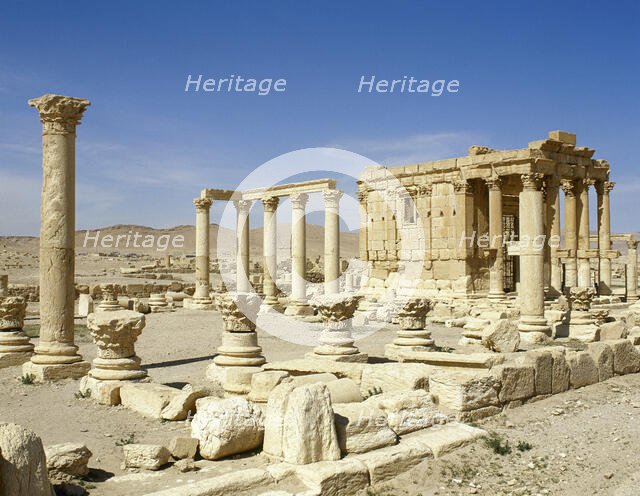 General view of the Roman Temple consecrated to Baalshamin, god of the heavens, Palmyra, Syria,2008. Creator: LTL.