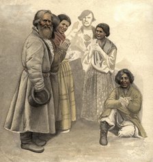 A group of men - Siberian peasants and gypsies, 2nd half of 19th century. Creator: Mikhail Znamensky.