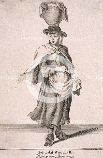 'Hot Bak'd Wardens Hot', Cries of London, (c1688?). Artist: Anon