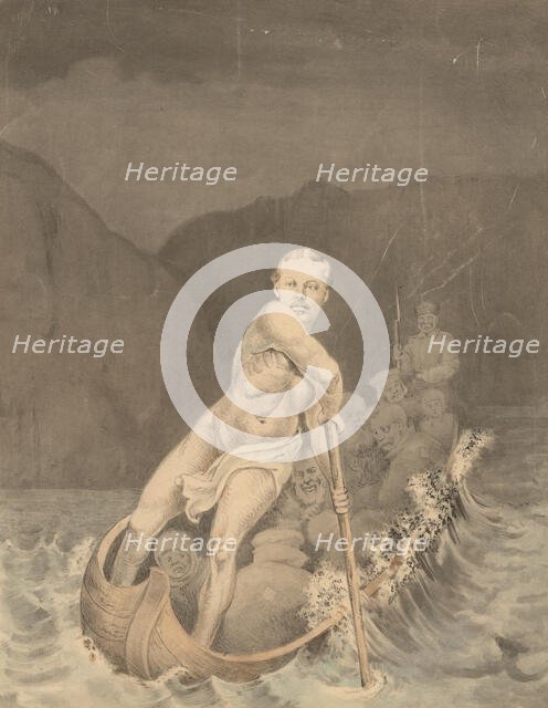 Charon transports the souls of the dead to the kingdom of Hades, 2nd half of 19th century. Creator: Mikhail Znamensky.