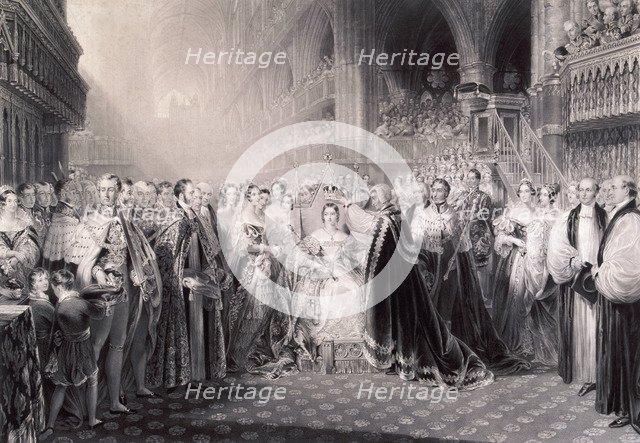 Coronation of Queen Victoria at Westminster Abbey, London, 1838. Artist: Charles Edward Wagstaff