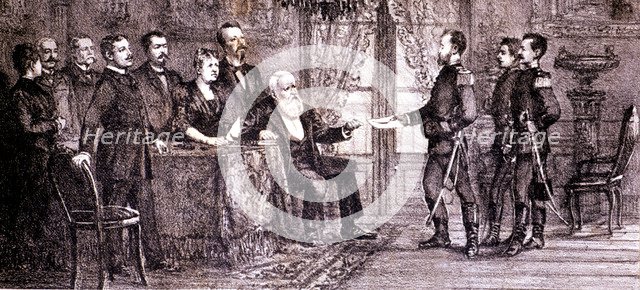 Dethronement of Pedro II, Major Solon delivers him the message on 16th November 1889.