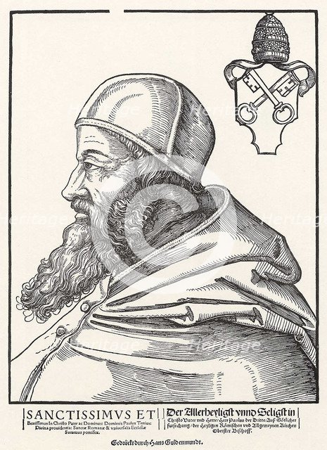 Portrait of Pope Paul III Farnese. Artist: Schoen, Erhard (1491-1592)