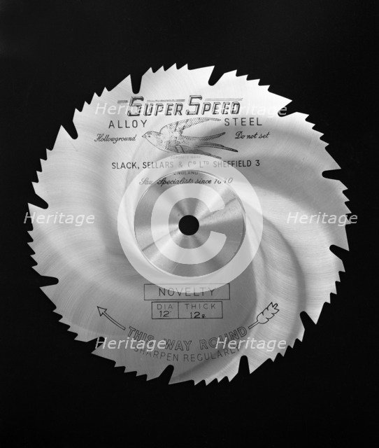Sheffield steel product: a Slack Sellars saw blade, 1963.  Artist: Michael Walters