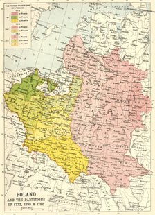 'Poland and the Partitions of 1772, 1793 & 1795', (c1920). Creator: John Bartholomew & Son.
