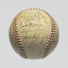 Baseball signed by the 1953 Brooklyn Dodgers team, 1953. Creator: Spalding.