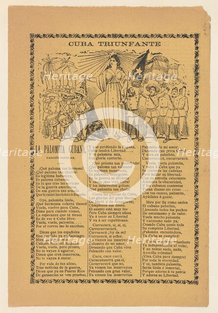 Broadside celebrating Cuba's victory over Spain in the Spanish American War, sold..., ca. 1900-1913. Creator: José Guadalupe Posada.