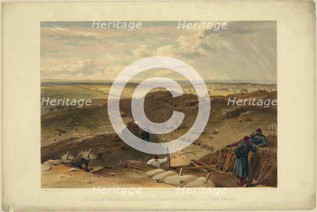 Malakoff redoubt, battery gervais and rear of the redan, 1855. Artist: Simpson, William (1832-1898)