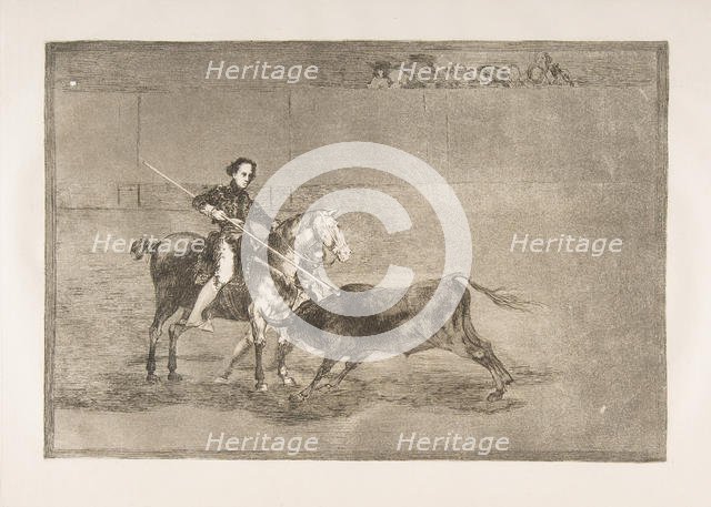 Plate 22 from the 'Tauromaquia':Manly courage of the celebrated Pajuelera in [the ring] at..., 1816. Creator: Francisco Goya.