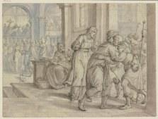 Tobias's visit to Raguël, 1610. Creator: Augustin Braun.