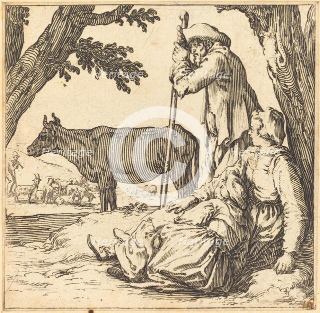 Peasant Couple with Cow, c. 1621. Creator: Jacques Callot.