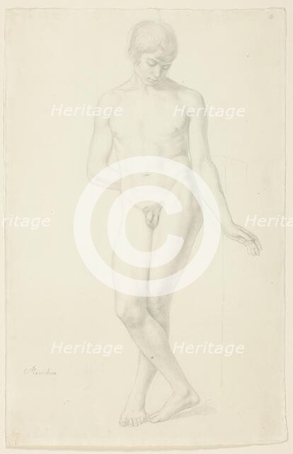Study of a Standing Nude Youth, 1820. Creator: Julius Schnorr von Carolsfeld.
