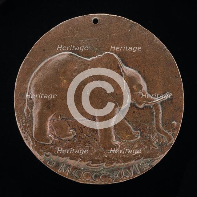 The Malatesta Elephant in a Meadow [reverse], 1446. Creator: Matteo di Andrea de Pasti.