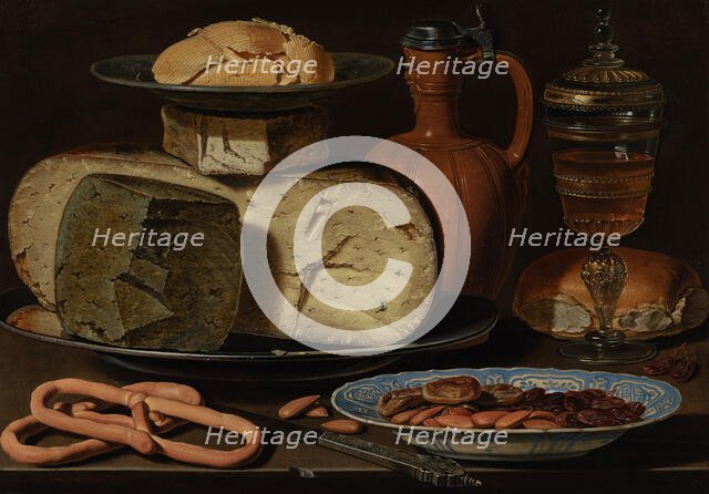Still Life with Cheeses, Almonds and Pretzels, c1620-1650. Creator: Clara Peeters.