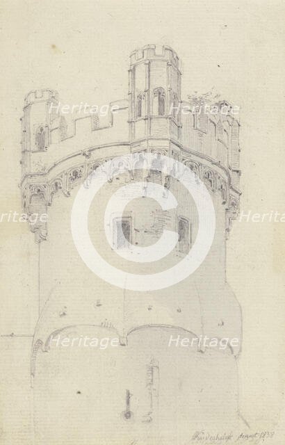 Eagle Tower in Rudesheim, 1838. Creator: Carl Theodor Reiffenstein.