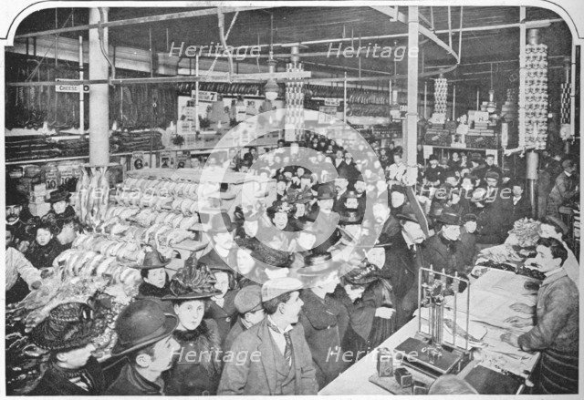Inside a big provision stores, Hammersmith, London, 1901 (1903). Artist: Unknown.
