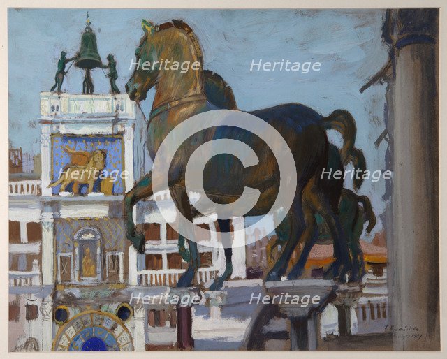 The Horses of San Marco, 1907. Artist: Kustodiev, Boris Michaylovich (1878-1927)