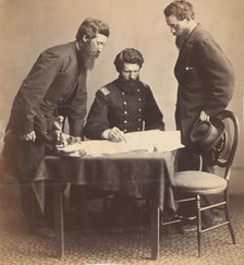 Planning the Capture of Booth, 1865. Creator: Alexander Gardner.