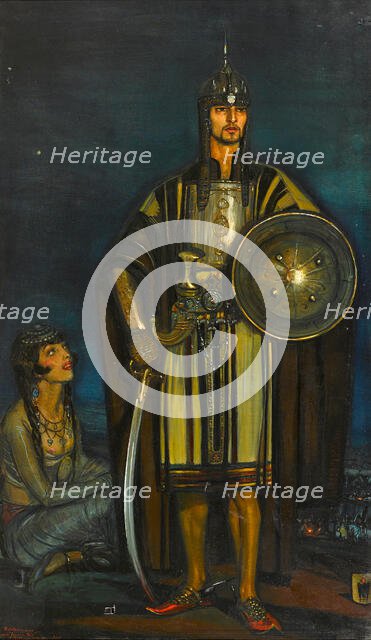 Portrait of Rudolph Valentino in "The Hooded Falcon", 1925. Creator: Beltrán Massés, Federico (1885-1949).