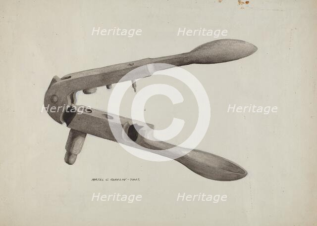 Bullet Mold, c. 1937. Creator: Majel G. Claflin.