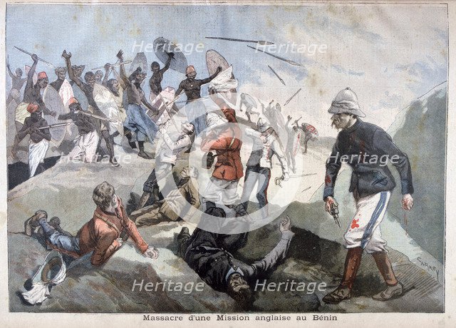 The Massacre of an English Mission in Benin, 1897. Creator: F Meaulle.