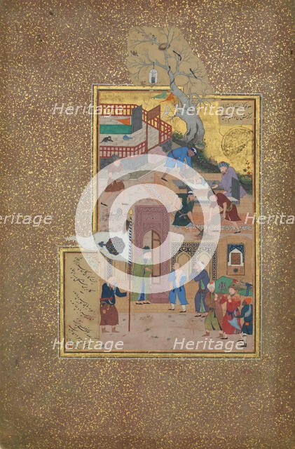 Funeral Procession, Folio 35r from a Mantiq al-tair (Language of the Birds), A.H. 892/ A.D. 1487. Creator: Ali Mashhadi.