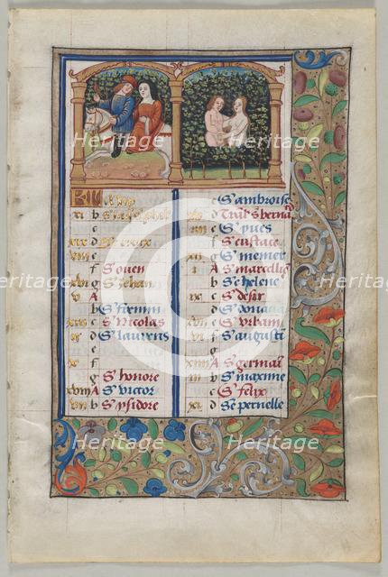 Leaf from a Book of Hours: Calendar Page for May (recto), c. 1510. Creator: Unknown.