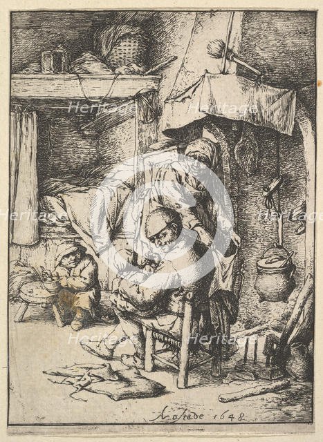 Father Feeding his Child, 1610-85. Creator: Adriaen van Ostade.